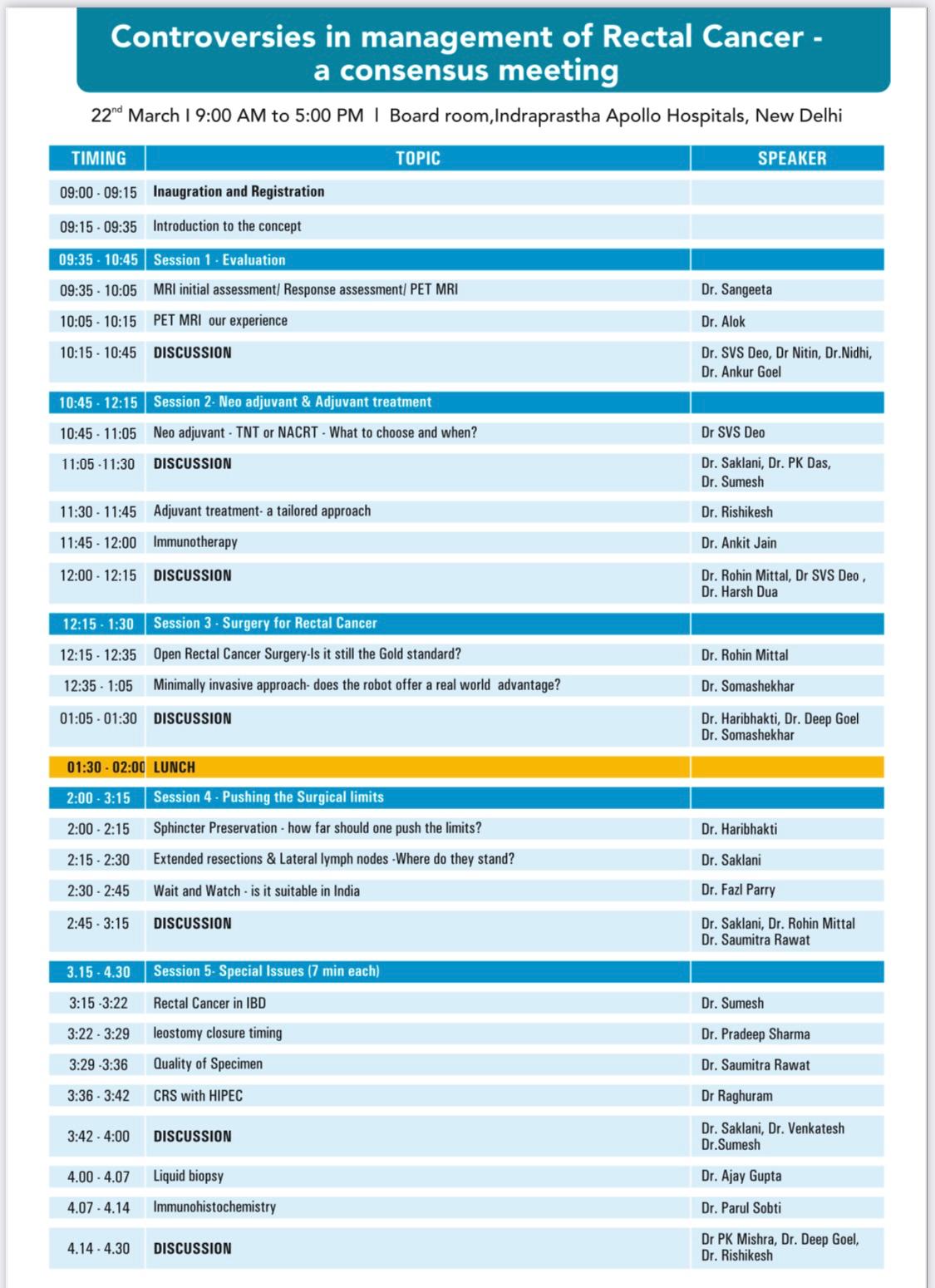 Consensus meeting agenda schedule